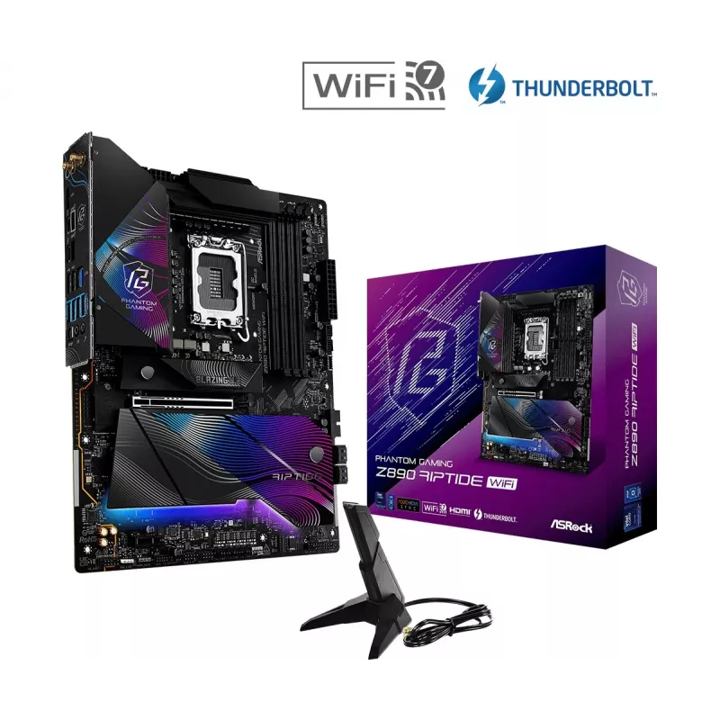 Scheda madre ASRock Z890 Riptide WiFi — Intel Z890, LGA1851, ATX, DDR5, 4 DIMM, Wi‑Fi 7, 2.5Gb LAN, Thunderbolt 4