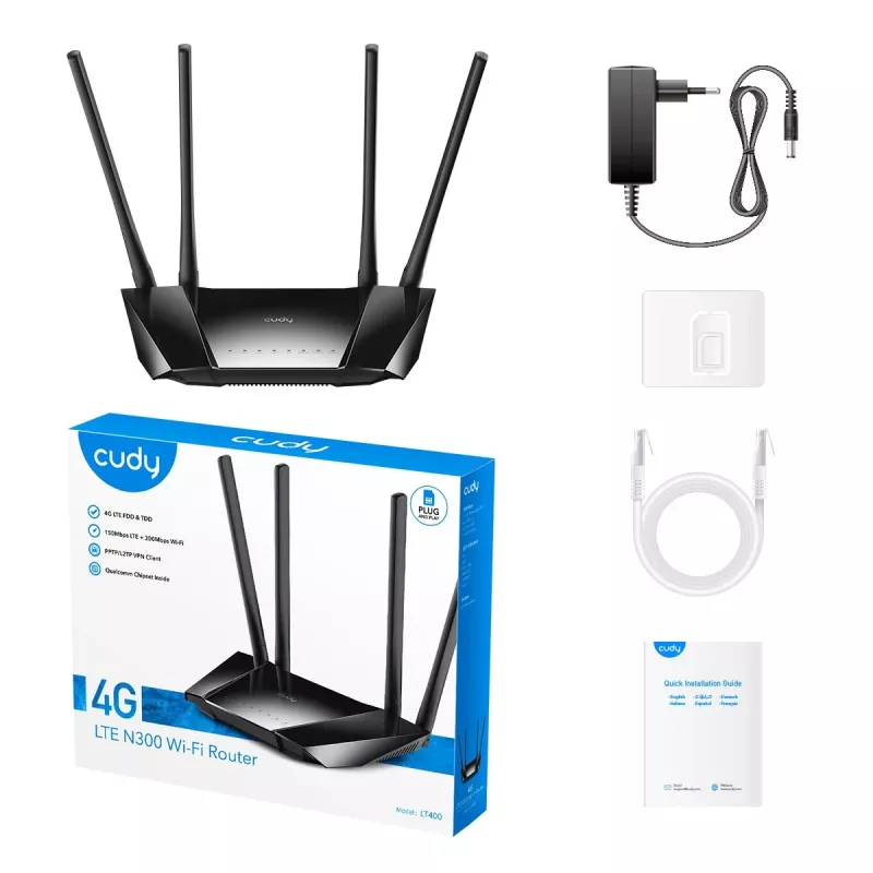 Cudy LT400 router wireless Fast Ethernet Single-band (2.4 GHz) 4G nero