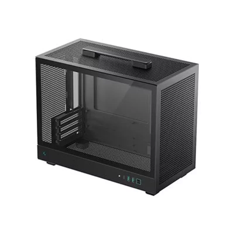 DeepCool CH160 PLUS R-CH160-BKNGM0-G case compatto per computer (SFF), Mini-ITX/Micro-ATX, vetro temperato, nero