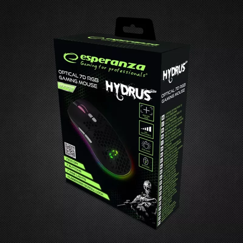 Esperanza EGM702 Mouse destrimani USB ottico 7200 DPI