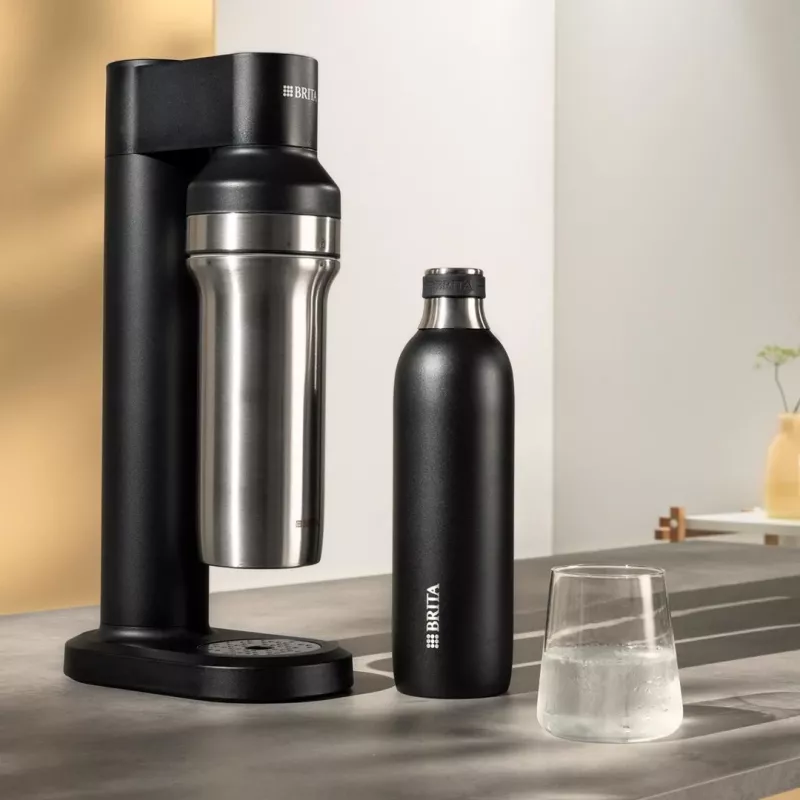 Bottiglia per carbonazione BRITA 650 ml, acciaio inox, nera, lavabile in lavastoviglie