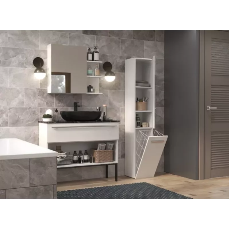 Armadietto bagno NEL IV 31x30x174 cm, bianco opaco