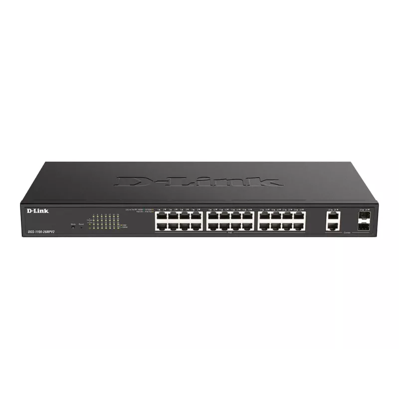 Switch di rete D-Link DGS-1100-26MPV2/E Managed L2 Gigabit Ethernet (10/100/1000) Power over Ethernet (PoE) nero