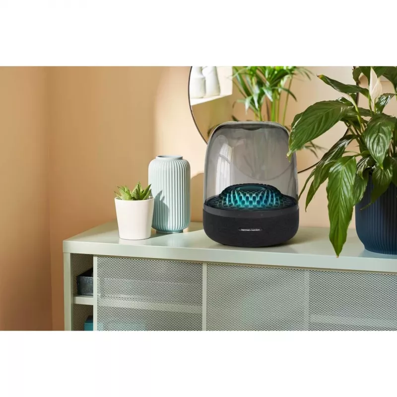 Altoparlante portatile wireless Harman/Kardon Aura Studio 4 — 100 W, 3 driver, 45–20000 Hz, nero/trasparente