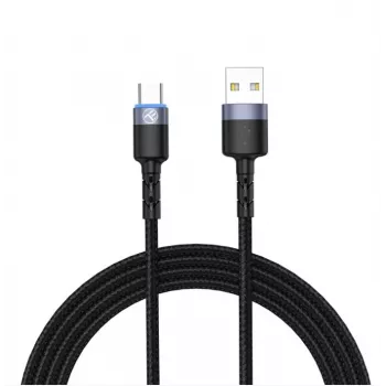 Cavo dati Tellur USB a Type-C LED treccia in nylon 1,2 m nero