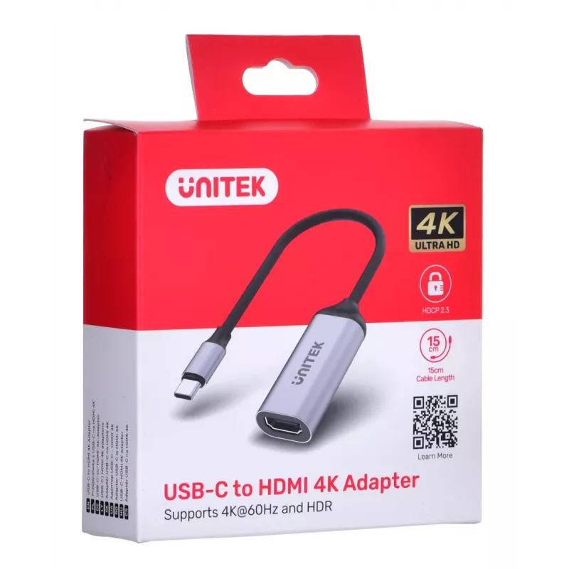 UNITEK V1420A adattatore cavo video 0,15 m USB Type-C HDMI grigio
