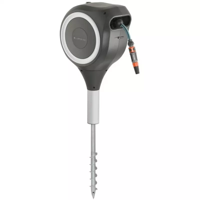 Tromba con supporto a pavimento Gardena RollUp Automatic nero grigio