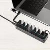Hub USB 3.2 Gen 1, 7 porte con interruttore on/off, nero