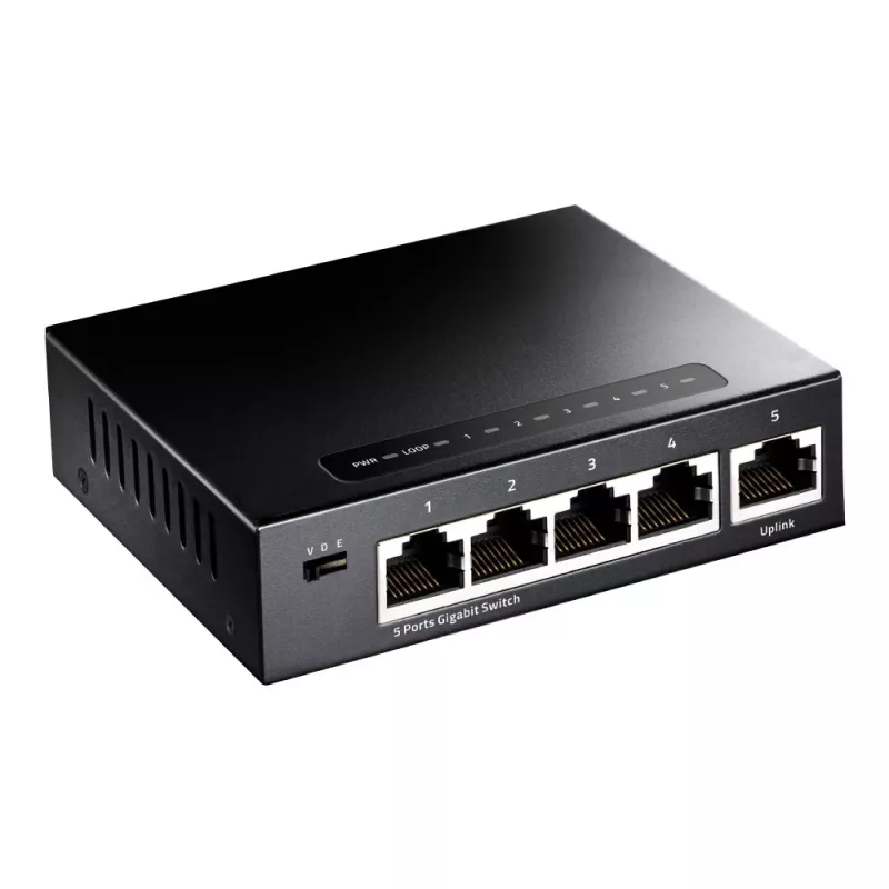 Switch di rete Cudy GS105 — 5 porte Gigabit Ethernet (10/100/1000), nero, alimentatore 5 V DC incluso