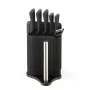 Set blocco coltelli e posate Maestro MR-1413 – nero, 8 pezzi, lame in acciaio inox con supporto, portarotolo