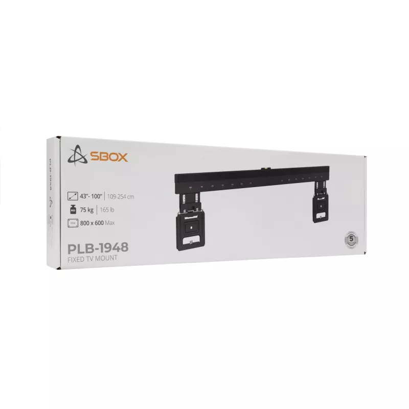 Sbox PLB-1948 supporto TV fisso da parete, 43-100 pollici, fino a 75 kg, VESA 800x600