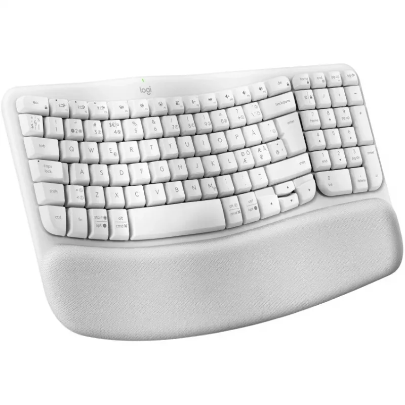 Tastiera Logitech Wave Keys con poggiapolsi imbottito wireless Bluetooth LE QWERTY bianco sporco (PAN)