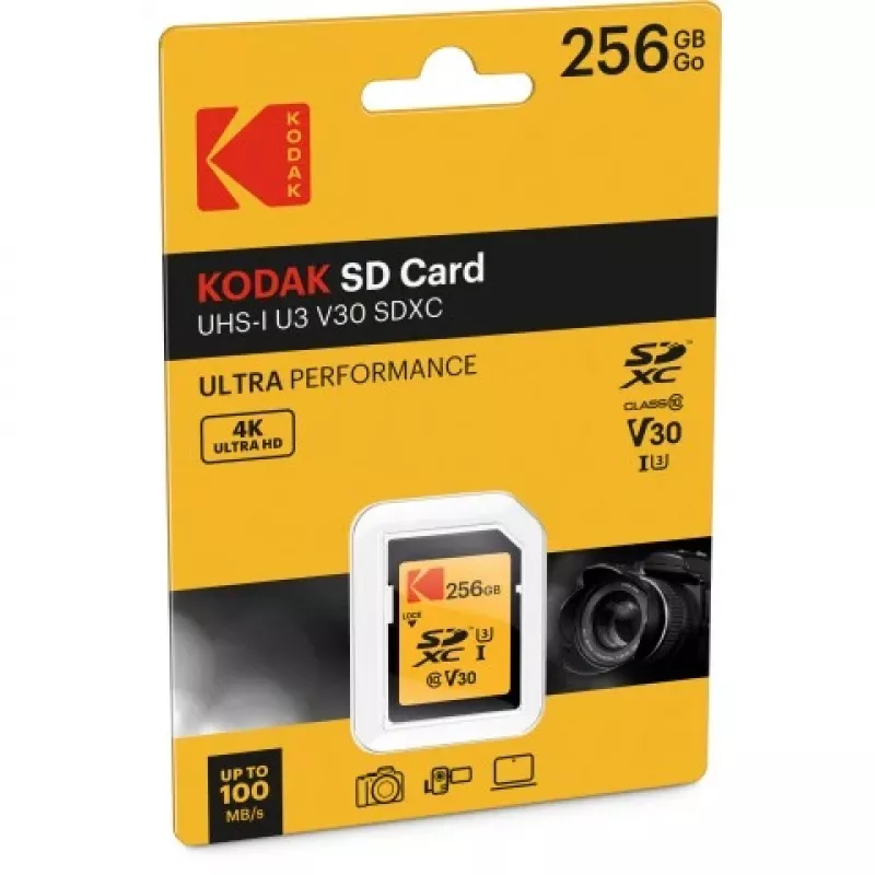 Scheda di memoria Kodak 256GB UHS-I U3 V30 Ultra EKMSD256GXC10HPRK