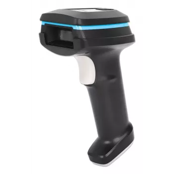 Manhattan lettore di codici a barre 2D Long Range LED, USB, profondità di scansione 450mm, luce ambiente max 100.000 lux (luce solare), supporta simbologie - 1D (x21 versioni) e 2D (x10 versioni), scanner RJ45 a cavo USB 1,8m (tipo più comune, USB-A), nero, 3 anni di garanzia