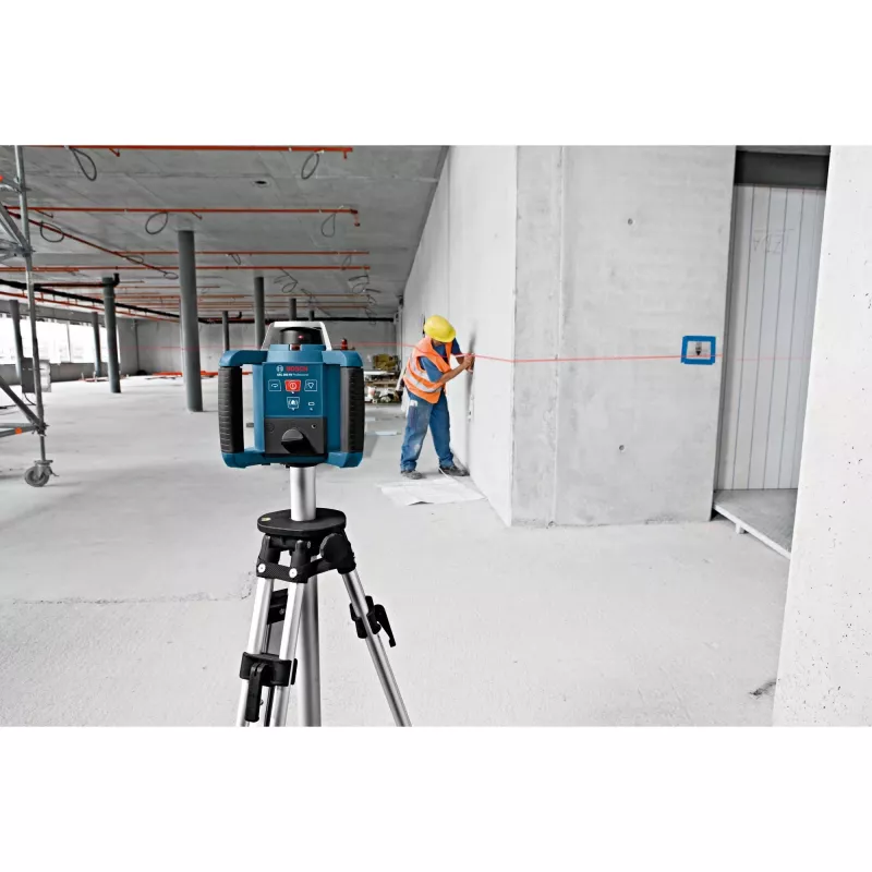 Laser rotante GRL 300 HV Professional blu/nero, linea laser rossa e punto a piombo, con supporto WM 4 e ricevitore laser LR 1, in valigetta