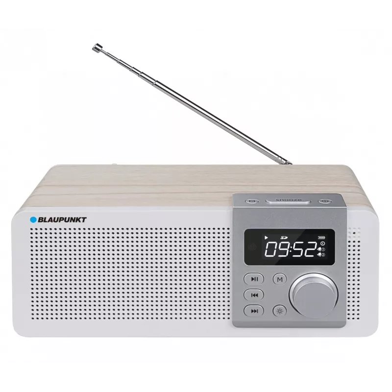 Radio portatile BLAUPUNKT PP14BT con Bluetooth, MP3, MicroSD, USB e sveglia — 6 W, batteria/alimentazione di rete, 230×118×90 mm
