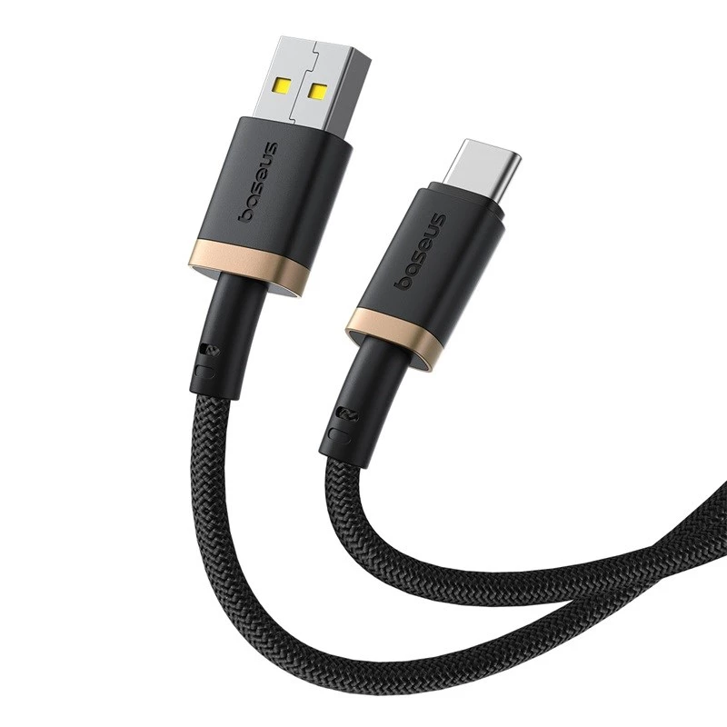 Baseus Dura Cavo di ricarica rapida USB Type A a tipo C 60 W 2 m Nero, Oro