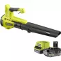 Soffiatore per foglie a batteria ONE+ RY18BLB-140, 18 Volt, soffiatore per foglie verde/nero, batteria ricaricabile agli ioni di litio 4,0 Ah