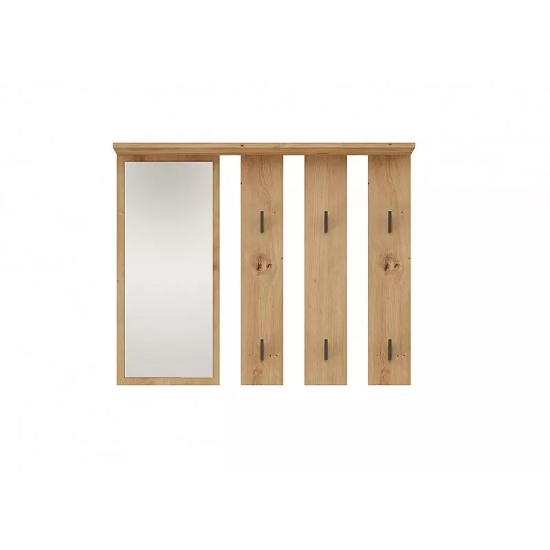 Appendiabiti + specchio PARMA 100x15x.81.5 cm, rovere artigianale