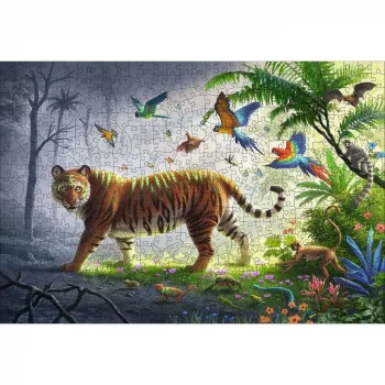 Puzzle in legno tigre nella giungla (505 pezzi)