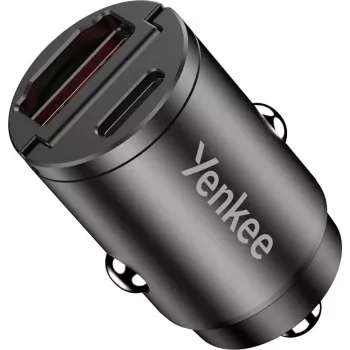 Caricabatterie da auto YENKEE CAR 02 Power Delivery 30W con porte USB-A e USB-C