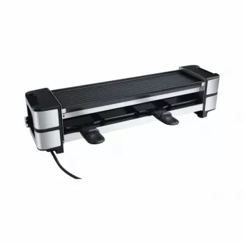 Raclette in ghisa RC 140 nero/acciaio inox, 600 Watt, piastra grill reversibile