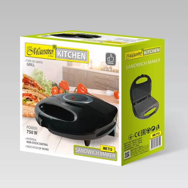 Tostapane Maestro MR-712 2 fette, 7 livelli di doratura, 750 W, nero