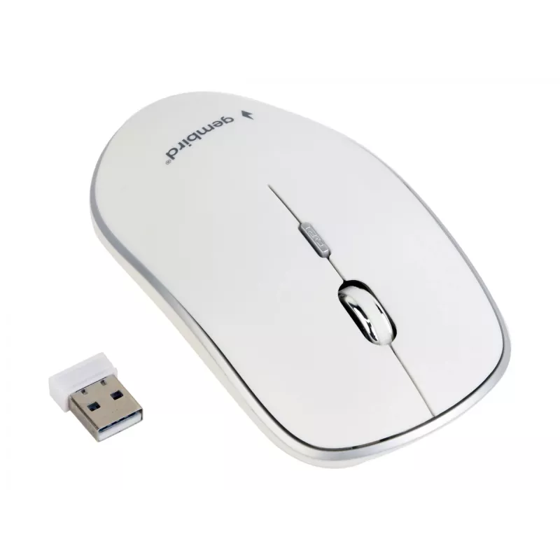 Mouse wireless GEMBIRD MUSW-4B-01-W, ambidestro, ottico 1600 DPI, 4 tasti, RF Wireless, bianco