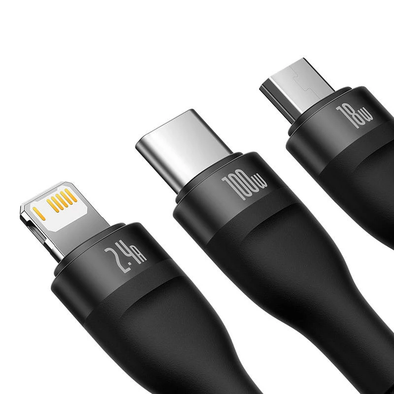 Cavo USB Baseus SUP0003351 1,2 m USB A USB C/Micro USB-A/Lightning nero