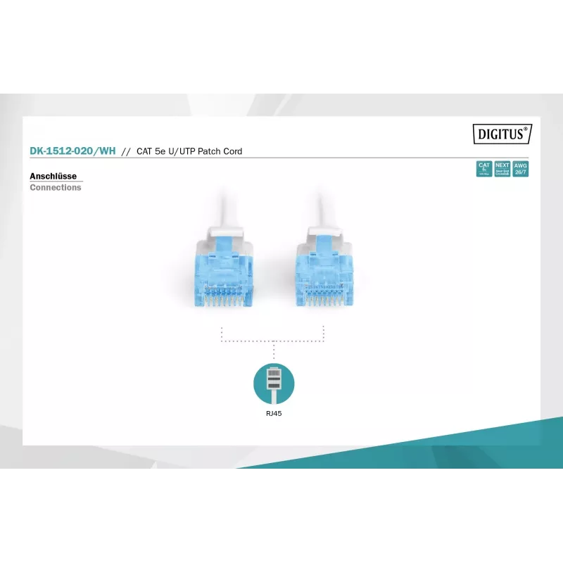 Cavo di rete Digitus CAT 5e U/UTP RJ-45 2 m bianco