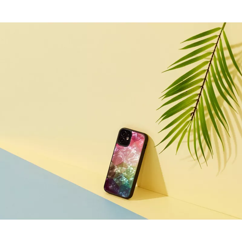 Custodia protettiva iKins per Apple iPhone 12 mini – design fiori d'acqua, nero