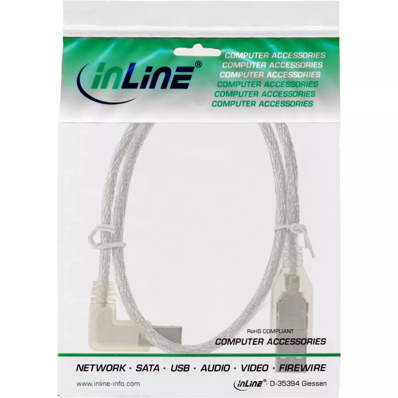 Cavo Microconnect USBAB5ANGLED-L USB 2.0 5 m USB A USB B bianco