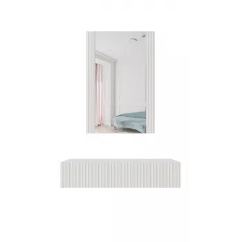 Trucco con specchio cama meble PAFOS 80×41,6×100 cm, bianco opaco, struttura in MDF, 1 cassetto