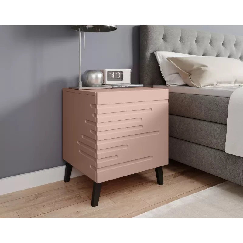Comodino cama meble NOVA 44x40x52 cm rosa opaco, 1 cassetto, telaio 16 mm