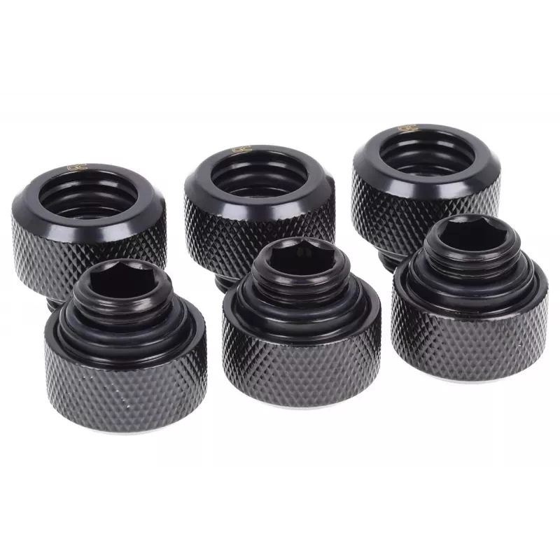 Alphacool 17377 Eiszapfen raccordo per tubi rigidi da 13 mm G1/4, 6 pezzi, nero