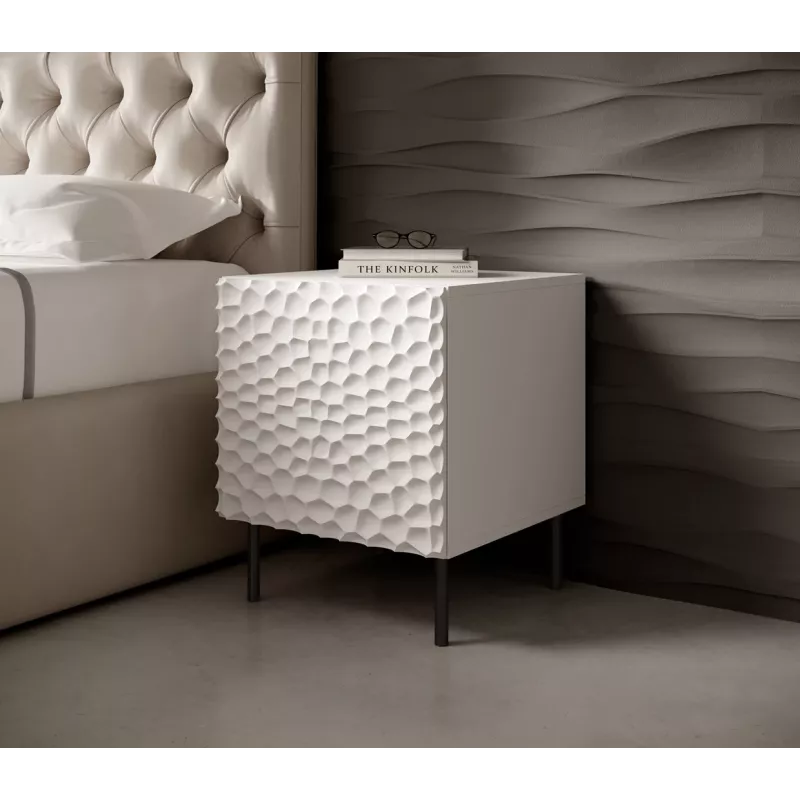 Cama Meble HOLE comodino, set di 2 pezzi, 44×40,5×53,5 cm, bianco opaco