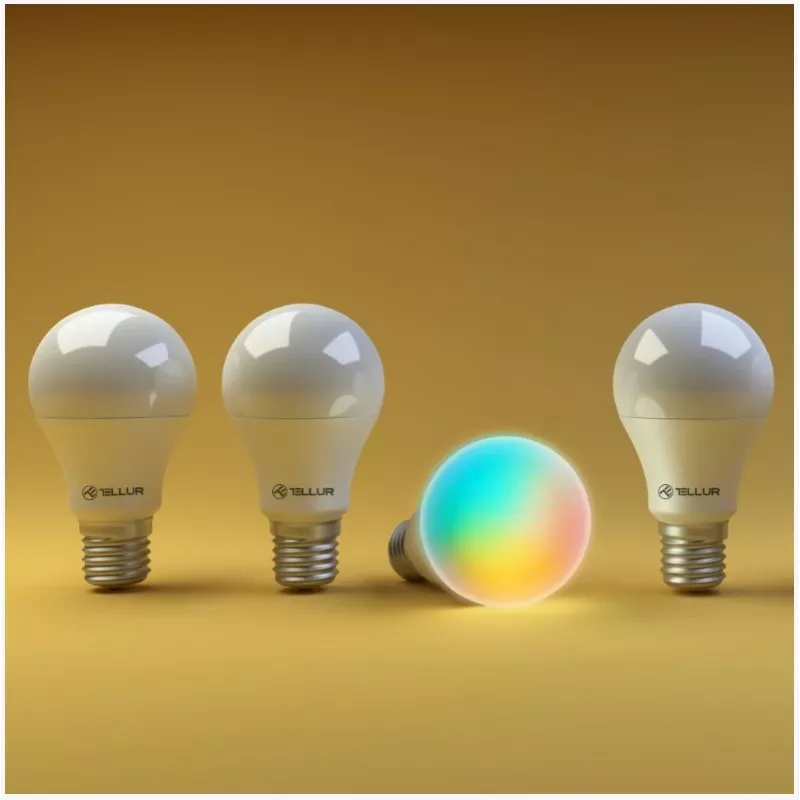 Lampadina smart Tellur E27 RGB dimmer – Lampadina smart Wi-Fi RGBW E27 con dimming