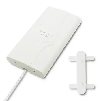 Antenna omnidirezionale QOLTEC 57013, 0,6–2,7 GHz, 30 dBi, polarizzazione verticale, 50 Ω, case in ABS bianco