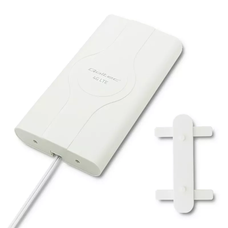 Qoltec 57013 antenna omnidirezionale 4G LTE da interni, 2x SMA, 0,6-2,7 GHz, 30 dBi, polarizzazione verticale, 50 Ω, ABS bianco