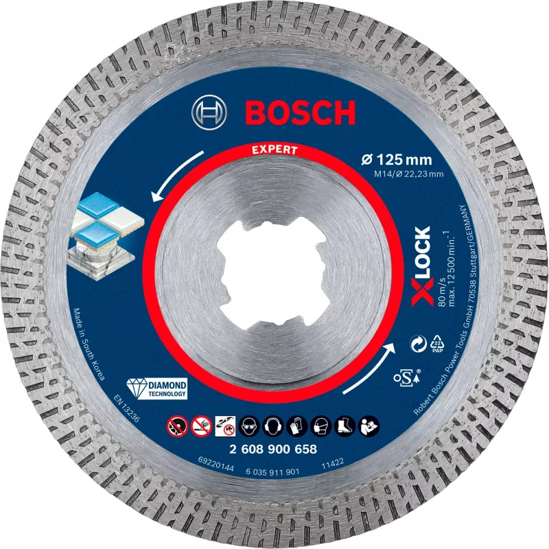 Bosch EXPERT HardCeramic X-LOCK 2608900658 disco da taglio diamantato, 125 mm, foro 22,23 mm
