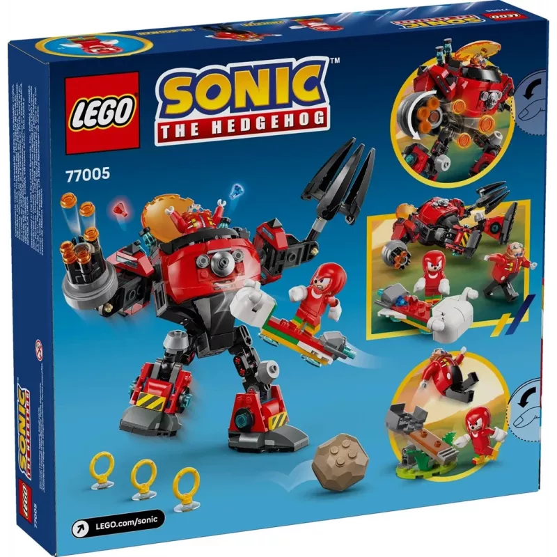 Set giocattolo da costruzione LEGO Sonic the Hedgehog 77005 Knuckles vs Dr Eggman Egg Crusher Mech, 350 pezzi, età 8+