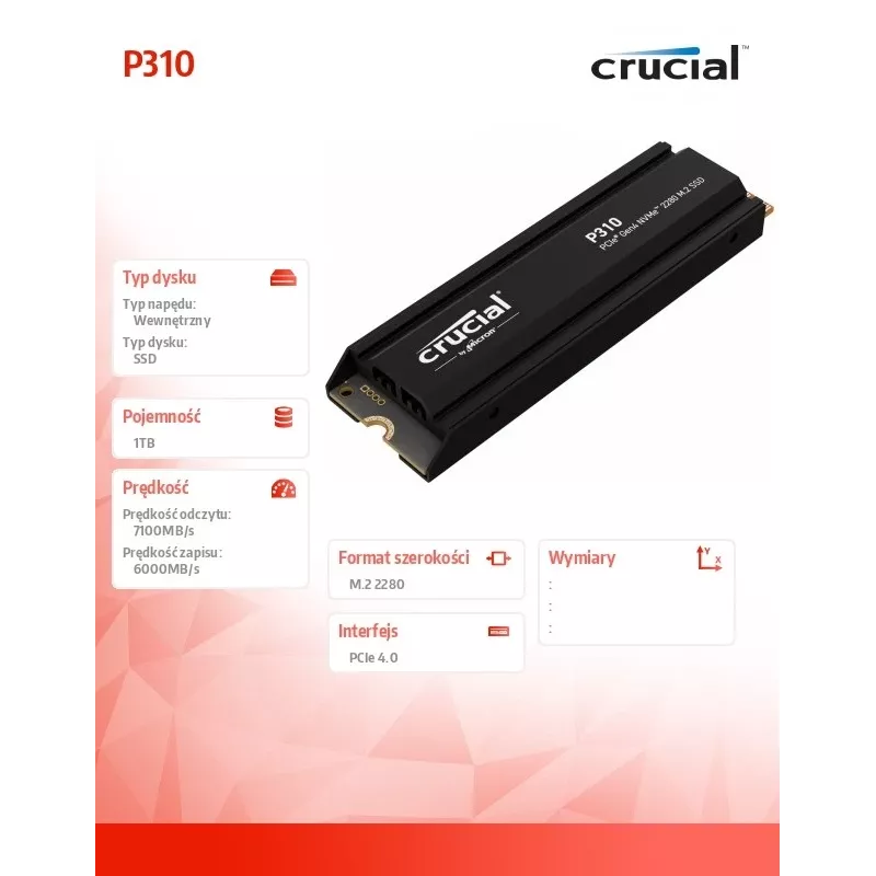 SSD Crucial 1 TB M.2 PCI Express 4.0 NVMe P310