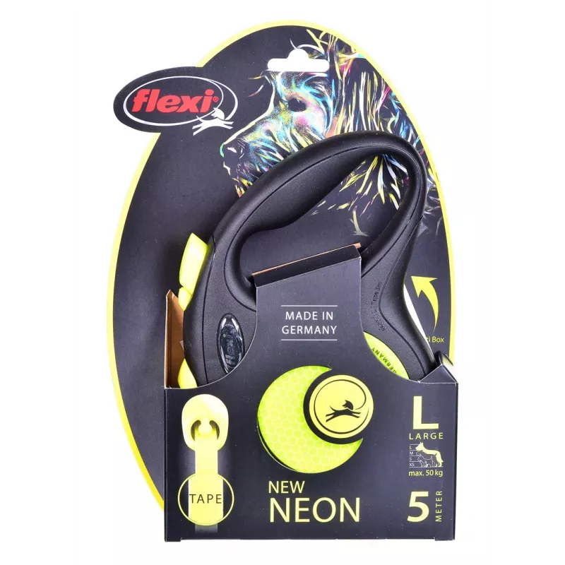 FLEXI new Neon L – guinzaglio retrattile – 5 m