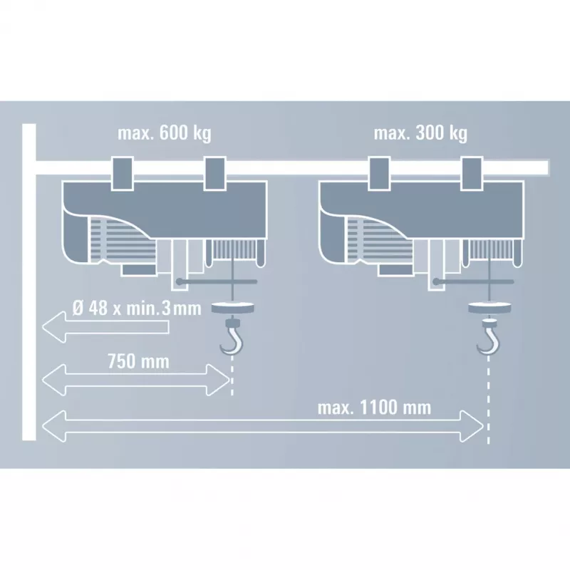 Braccio orientabile GT-SA 1100, supporto grigio, per fune