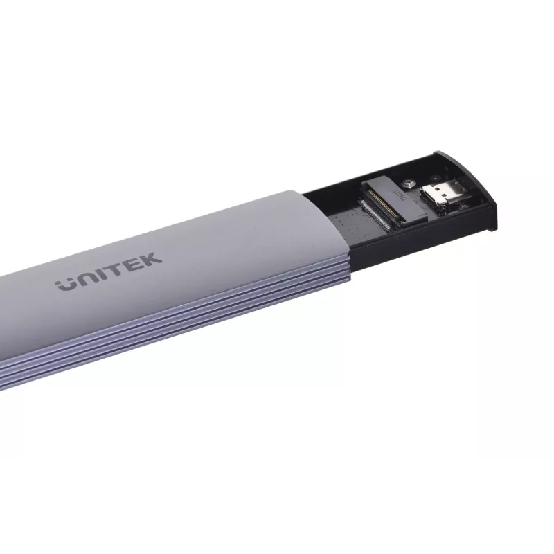Case per SSD M.2 Unitek uDrive grigio — M.2 (2230/2242/2260/2280), NVMe/SATA III, USB-C 10 Gbit/s, alluminio