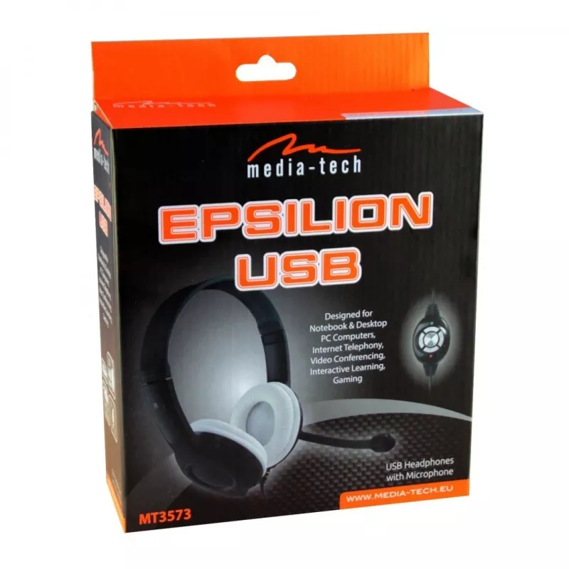 Cuffie MEDIA-TECH MT3573 con filo binaurali pieghevoli con microfono ad archetto, cavo 1,9 m, USB, nero