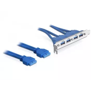 Staffa slot DeLOCK intestazione pin USB3.0 19 pin 2 x Internal > 4 x presa USB3.0-A esterna - staffa slot (82974)
