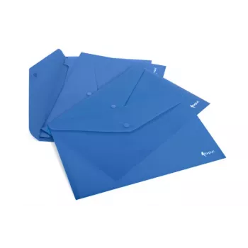 Busta in plastica A4 FORPUS FO21616 blu — cartellina portadocumenti, fronte trasparente, chiusura a bottone