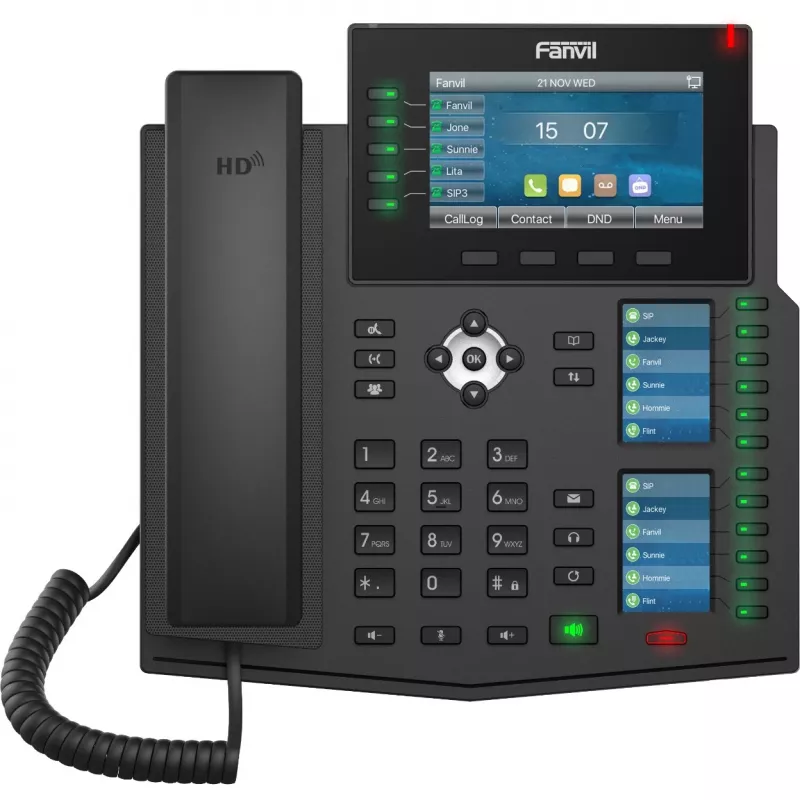 Fanvil X6U V2 telefono IP, 20 linee, LCD da 4,3 pollici, Gigabit Ethernet, PoE, USB, nero