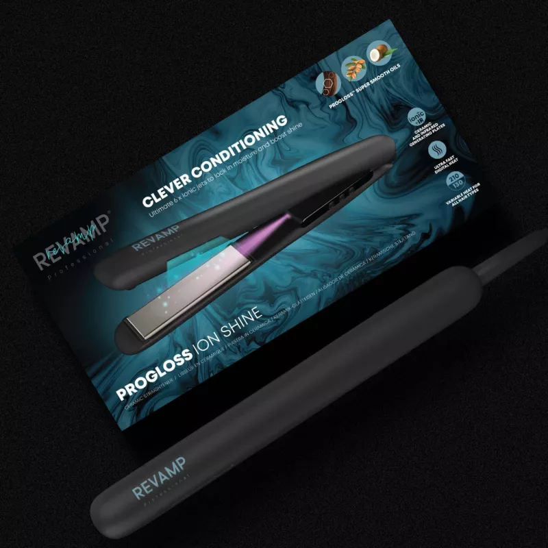 Piastra per capelli Revamp ST-1850BK-EU con funzione lucentezza agli ioni, nero